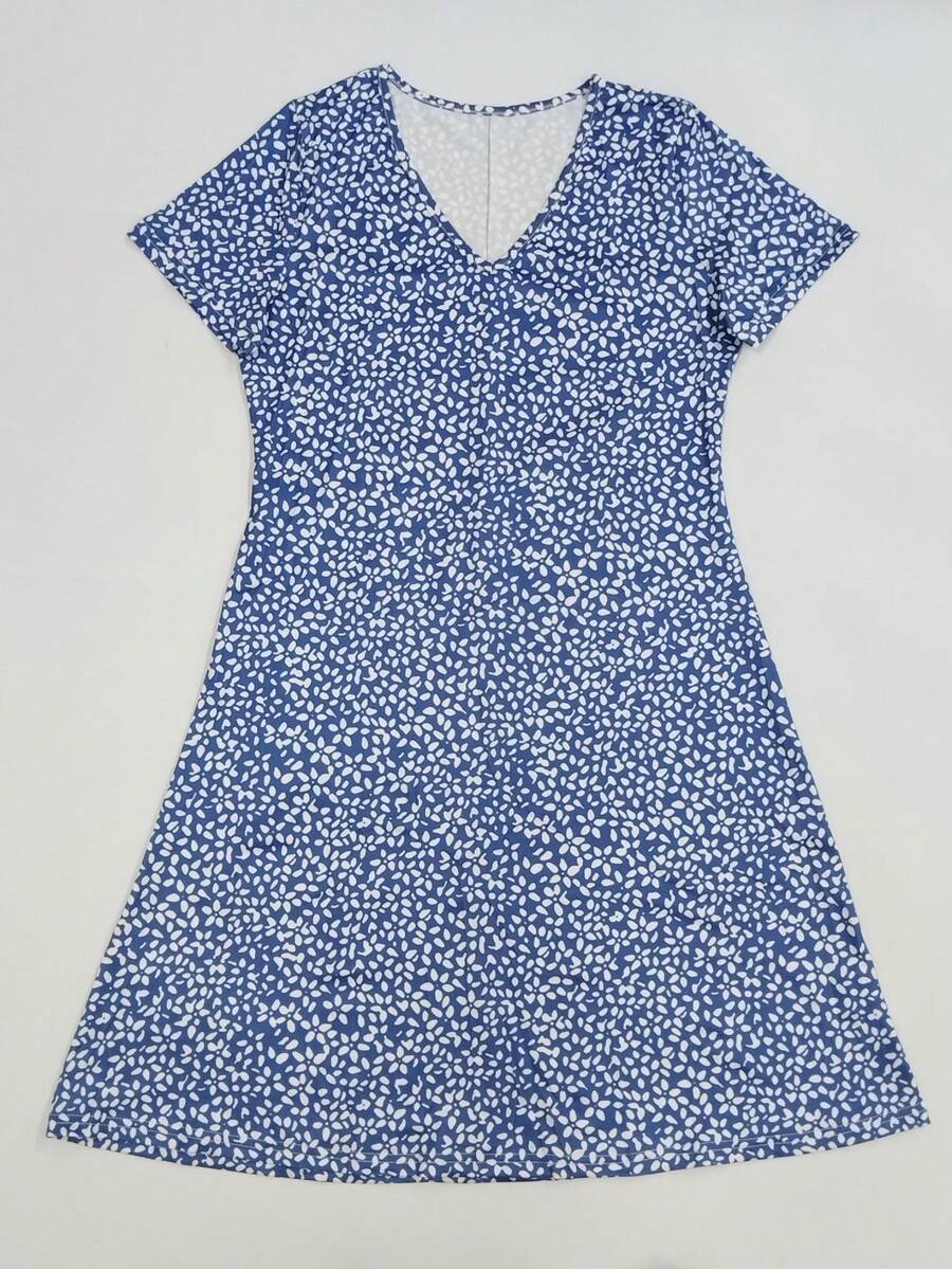 Fashionable Lightweight Ditsy Floral Casual Dress, Elegant & Versatile, Suitable For Outdoor, Home, Travel, Office, Spring/Summer