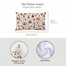 1 pièce Housse de coussin décorative imprimée d'une maison en pain d'épices minimaliste et d'une canne en bonbon, en velours pêche et polyester, 30*50cm/40*60cm, convient pour la décoration de la chambre en hiver et de Noël, salon moderne, canapé, décoration de fête, cadeau - Multicolore - Voir 12