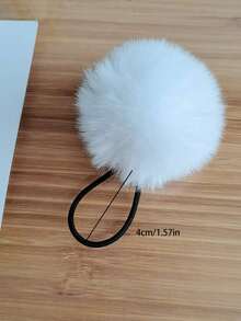 2pcs Cute & Sweet Versatile Fluffy Pom Pom Double Ponytail Hair Scrunchies ,Makeup ,Ponytail Holders ,Hair Elastics ,Hair Rubber Bands ,Hair Rope
