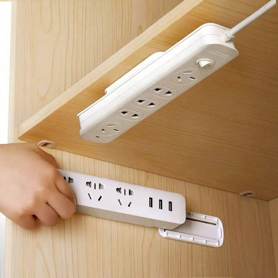 5PCS Wall-Mounted Plastic Power Strip Storage Rack - Drill-Free Design, Detachable Router Stand & Remote Control & Cable Management - 5 CÁI - Xem 1