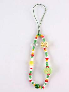 GO2CJBEADS 1pc New Fashion Christmas Mobile Phone Chain Lanyard For Women Simple Santa Claus Acrylic Beaded Phone Chain Beaded Keychain