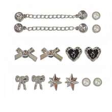 14 件 DIY 鞋饰饰品 - 银色蝴蝶结、心形、星星、水钻链条装饰套装、夏日海滩、仿金属、不褪色、Y2K 时尚、男女通用、适用于 EVA 凉鞋、拖鞋、花园鞋、可拆卸鞋饰、节日和生日礼物