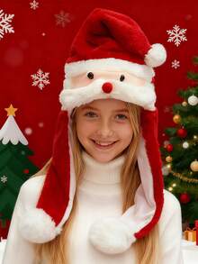 Cheerful Interaction, Interactive Squeeze-And-Wiggle Christmas Hat With Moving Ears - Plush Santa Cap For Boy & Girl, Perfect For Holiday Parties & Gifts, Best For Christmas