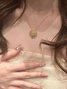 1 buc colier cu pandantiv 3D vintage luxos francez, design minimalist de nișă, colier choker delicat și versatil la modă, potrivit pentru femei de zi cu zi, festival, petrecere, cadou pentru prietenă, cea mai bună prietenă