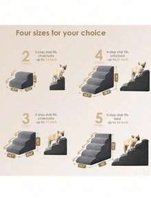 Medium/Small Dog Pet Stairs - Non-Slip Removable Steps, Thick Memory Foam Gradual Slope Design, Spine & Joint Protecting Pet Stairs, Non-Slip Bottom Design Dog Steps - Grey - View 2