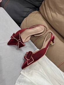 High Heeled Women's Shoes, Fashionable Large Buckle Women's Shoes, Daily Elegant Style,Kitten Heels,Party Outfits - Red - View 19