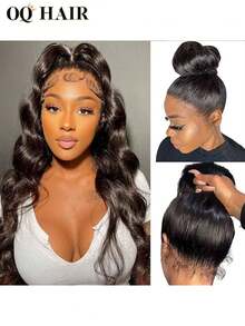 OQ Invisi Hair 360度波浪蕾丝前假发，预先拔毛的发际线，InvisiFit 隐形发带，无需胶水，180% 密度，14-26 英寸，自然色，附赠礼品，适合日常休闲佩戴，打造自然发际线，高品质，新手友好，万圣节女性理想之选 - SNatural - 查看 2