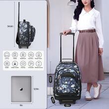 NEW YORK XPRESS 2 In 1 Carry On Travel Backpack 20" Rolling Backpack For Women Men With Wheels & Telescopic Handle For Work Weekend School & Short Trips - BLUE-LILIES - 查看 6