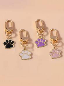 1pc Minimalist Stylish Cat Paw Keychain, Cute Funny Dog Footprint Alloy Pendant Accessory Decor, Suitable For Backpack, Wallet Car Accessories Bag Charm Bag Accessories Lanyards With Id Holder Car Accessories Bag Charms Christmas Gift Car Teacher Friend Sister Gift Ideas Gifts For Mother, Father, Graduation, And Teacher - Multicolor - View 5