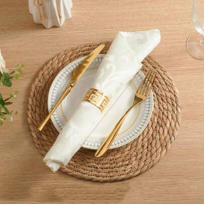 Juego De 6 Manteles Individuales De Circular Tejidos a Mano , Tape Para Mesa, Manteles Individuales Redondos De Ratán, Mantel Comedor Antideslizantes Restaurante, Decoracion Hogar, Adecuados Para Comidas y Decoración Del Hogar - Perfectos Para Bodas, San Valentín, Navidad y Fiestas