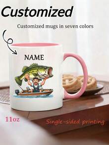 1 szt. spersonalizowany kubek, spersonalizowany kubek do kawy, spersonalizowany kubek z napisem "HAPPY FISHING", idealny prezent dla najlepszej przyjaciółki, pamiątka z wieczoru panieńskiego, kwiatowy wzór koronki, elegancka pamiątka ślubna, filiżanka do kawy na rocznicę, ilustracja sylwetki, uchwyt w blokach kolorów, spersonalizowany kubek, kubek ceramiczny, kubek okolicznościowy, filiżanka do herbaty, letnie i zimowe naczynia do picia, prezent świąteczny, dekoracja świąteczna, prezent na Święto Dziękczynienia, prezent noworoczny, prezent dla niej