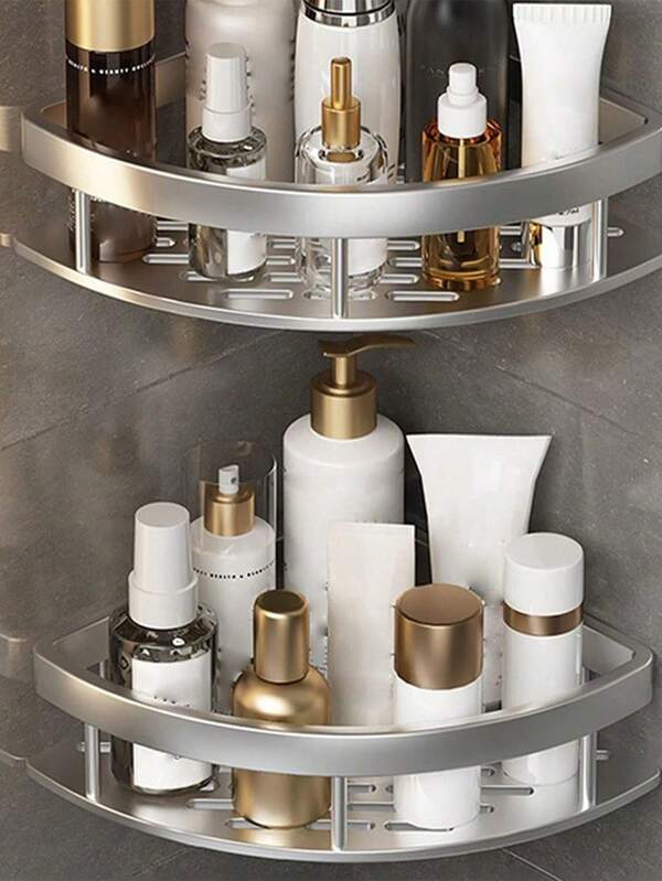 رف حمام رف تخزين مطبخ من سبيكة الألومنيوم، رف حمام بدون حفر في الحائط، اكسسوارات حمام