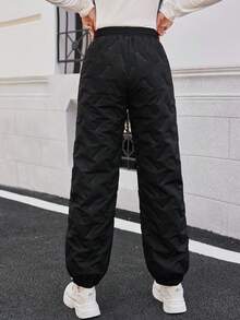 Lässige, sportliche und bequeme Loungewear & Street-Chic Stil schwarze Hose mit geripptem, strukturiertem Muster, perfekt für den täglichen Wintergebrauch, Gym-Workouts, Outdoor-Jogging, Regentags-Erledigungen - Schwarz - Übersicht 8