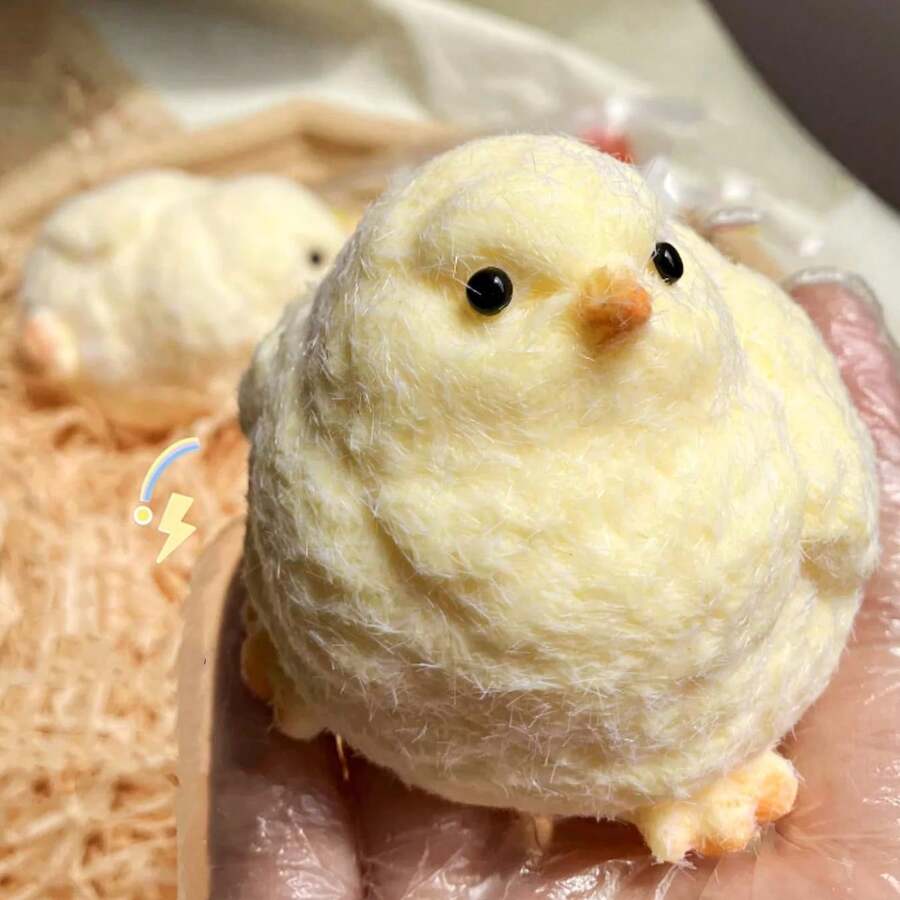 1Pack Handmade Taba Squishy Chick Ultra Soft Squishy Fidget Squeeze Toys, TPR Squeeze Toys For Stress Relief Sensory Toys, Squishies For Adults Party Favors Pinch Family Squishy Toys - 黃色 - 查看 1