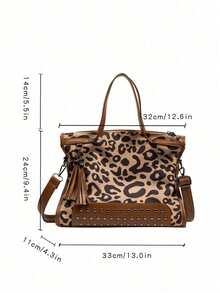 Túi Tote Đa Năng Đính Đinh Tán Dung Tích Lớn Thời Trang Cổ Điển - màu nâu - Xem 5