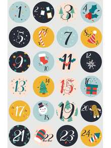 1pc (3.9in-5.9in)/ 1pc A4 (7.8in-12.2in) Christmas Advent Calendar Number Stickers,1-24 Christmas Countdown Calendar Stickers,Christmas 1-24 Number Stickers,Xmas Countdown Calendar Stickers DIY,Christmas Countdown Office & School Supplies Party Gift Seal Sticker,Scrapbook Supplies,Halloween Decor,Teacher Accessories,School Supplies