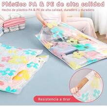 10 Piezas Bolsas de Almacenamiento al Vacío con Bomba Eléctrica, Bolsas de Compresión que Ahorran Espacio, Almacenamiento Reutilizable para Ropa, Almohadas y Edredones (flor) - Flor - Ver 7