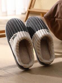 Pantofole invernali da uomo con righe e soffice imbottitura, con memory foam, morbide e calde, con suola antiscivolo, adatte anche per uso esterno in taglie grandi 48-49 - nero - Visualizzare 12