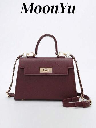 New Glossy Crocodile Pattern Women's Handbag, Large Capacity, Fashion & Elegant, Comes With Stylish Scarf, Can Be Worn As Shoulder Bag, Black