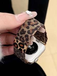 1条时尚豹纹米兰不锈钢磁扣表带，兼容 44mm、40mm、41mm、45mm、42mm、46mm、38mm、Ultra 2、49mm，适用于Series 11、10、9、8、7、SE、6、5、4、3、2、1，奢华智能手表表带 - 豹紋 - 查看 3