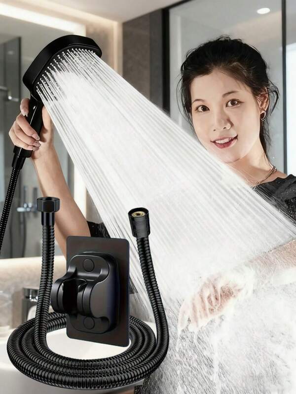 3 Stücke/Set Hochdruck Quadratischer Handbrausekopf mit Filter, Wandmontierter Plastik Massagebrausekopf, Regenbrausekopf mit 3 Modi und einstellbarem Düsenknopf, Anti-Verstopfungs-Düsen, wassersparendes quadratisches Design, moderner minimalistischer Stil, ideal für Badezimmer, Küche, Büro, Zuhause-Badezimmer und Wohnmobil-Badezimmer Zubehör, Upgrade Ihres Badezimmers für ein luxuriöses Baderr lebnis, perfektes Weihnachtsgeschenk und Badezimmer Renovierungswahl