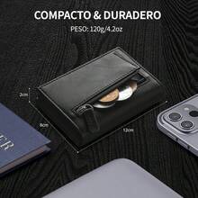 Tarjetero para Hombre, Tarjetero Plegable Antirrobo para Hombre, Cartera para Hombre con Ranura para Monedas y Atracción Magnética, Puede Almacenar Efectivo y Tarjetas (Negro) - Card Holder Marrón - Ver 2