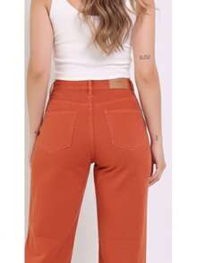 BNB Women's Wide Leg Jeans, High Waist, Elegant Outfits, Premium Twill - 橘色 - 查看 3