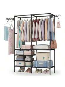 Perchero de Pie, Organizador de Metal para Ropa Armario 2 Niveles y 3 Niveles, Closet Organizador de Ropa, Estante de Ropa para Balcón, Dormitorio y Lavandería