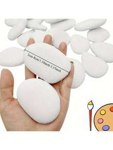 10pcs Flat Painting Stones, Painted Pebbles, Drawing Stones, Crafts Flat Pebbles, Decorative Stones Natural Stones, White Smooth Large Pebbles, Yard And Garden Decor - Outdoor And Garden Supplies 1.18-3.15 Inches - Multicolor - View 5