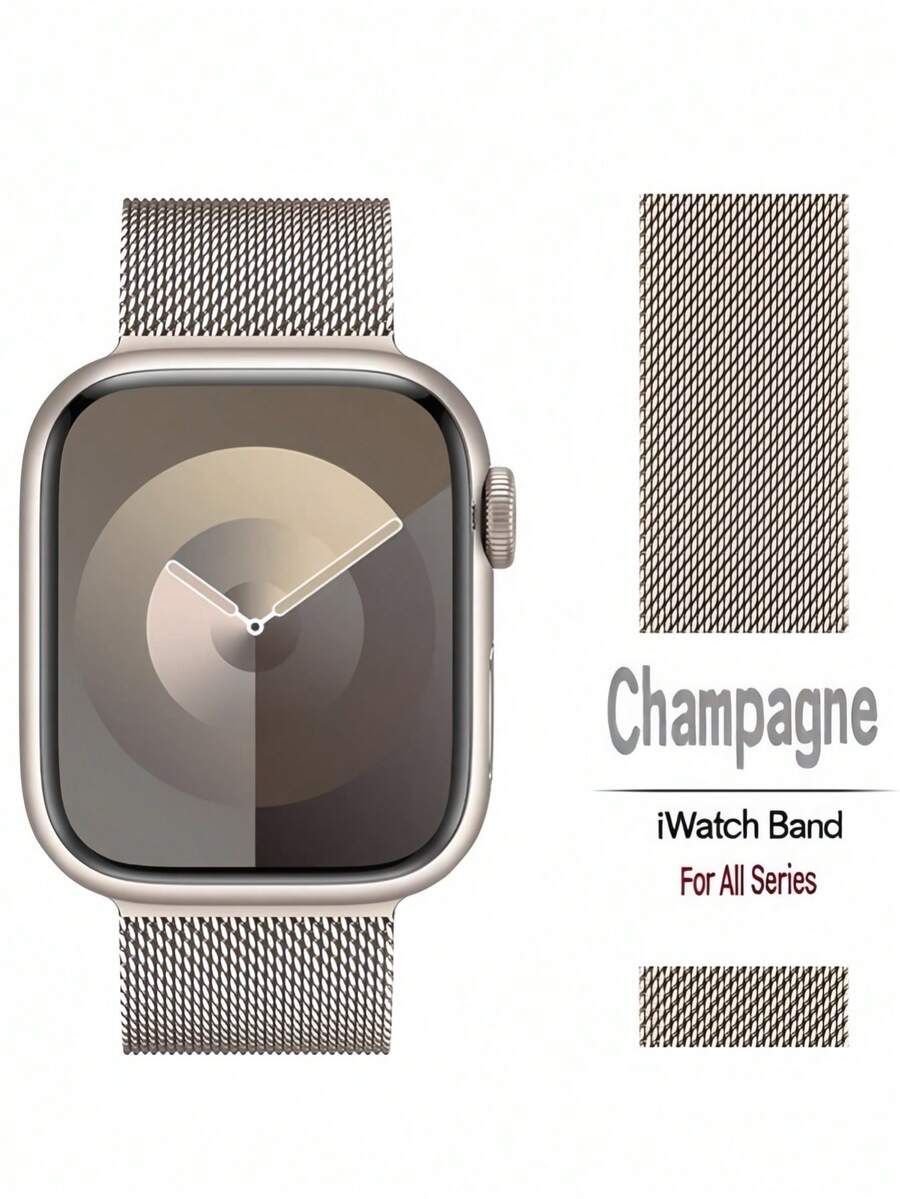 1pc Vintage Gold Milanese Watch Band, Compatible With Apple Watch 38mm 40mm 41mm 42mm 44mm 45mm 46mm 49mm; Luxury Milanese Metal Mesh Strap, Compatible With Series Ultra 3/2/1 11 10 9 8 7 SE 6 5 4 3 2 1; Unisex Shiny Business Smart Watch Band