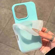 Large Hole Candy Color Jelly Skin Feel Matte Soft Case For IPhone 17 Air 16 15 14 13 Pro Max/17 16 Plus/15 14 13 12 Pro Phone Case Anti-Fingerprint Anti-Drop Anti-Slip Protective Case Unisex Holiday Birthday Gift - 淡青色 - 查看 1