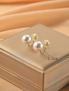 1 对时尚女士仿珍珠耳环，夹式设计，轻巧，适合日常佩戴和送礼 - 耳夾 - 查看 9
