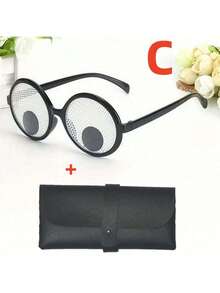 1pc Christmas Cosplay Funny Button Decor Glasses, Adult & Kids DIY Role Play & Costume Fun, With Storage Bag, Suitable For Parties, Events, Funny Occasions