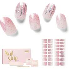 NAILOG Tiras Semicuradas De Gel Para Uñas, 34 Piezas Pegatinas De Gel Para Uñas De Calidad Salon, Envolturas De Uñas De Larga Duración Para Mujeres Con Acabado De Gel Suave (Pink Lan - 1 - Ver 1