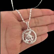 Men's Silver Plated Chain With Saint George Pendant - 銀色 - 查看 2