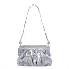 Women's Small Cloud Bag Gold Color Shoulder Strap Party Club Wedding - 銀色 - 查看 2