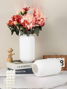 1 قطعة إناء بلاستيكي ذو مظهر السيراميك عالي الجودة، إناء مخطط أنيق وبسيط، هدية مثالية لعيد الميلاد والهالوين وعيد الشكر والعيد الفصحي، مناسب لديكور غرفة المعيشة والنوم والحديقة ومكتب العمل، لترتيب الزهور