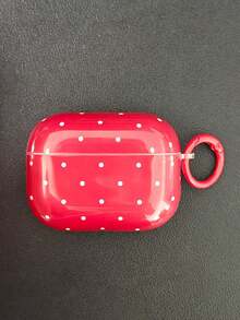 Tiefroter Ohrhörer-Etui mit Punkten + Aufhängeöse kompatibel mit Apple Pro2/Pro/4/3/2 Etui, modisches Ohrhörer-Etui/Damen Ohrhörer-Etui