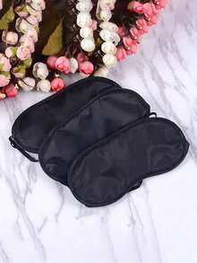 Elegant Nightcap And Sleep Eye Mask Set, Satin With Ruffle Design - Double Layer, Elastic Band - Women's Soft Polyester Hair Cap, Breathable Blackout Eye Mask, Travel Aid Sleep Mask, Relieve Eye Fatigue, Suitable For Daily Sleep, Hotel Stay, Long-Distance Travel - Black - View 7