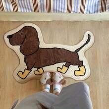 1 pièce Tapis de décoration de chiot marron, tapis en fausse laine, texture douce et moelleuse, tapis de maison multifonctionnel et créatif, convient pour le salon, la chambre, l'entrée, la cuisine, la salle de bain, la salle de jeux, le bureau, épais/moelleux, automne/hiver