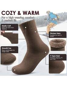 8双/套男士厚毛绒雪袜，柔软毛绒保暖靴袜，户外工作休闲休闲，送给丈夫、父亲、男朋友的礼物，针织配饰 - 彩色 - 查看 3