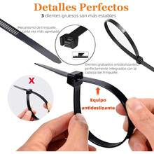 1000PCS Cinchos de Plastico Autobloqueantes,Bridas de Plastico para Electricidad,5 tamaños-10/15/20/25/30cm,Ancho 4 mm,Cintillos de Plástico Nylon para Oficina,Hogar,Exteriores(Blanco+Negro) - 1 - Ver 2