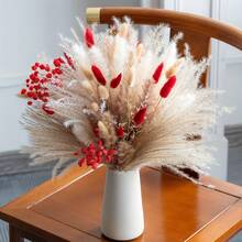 27/38/45/100/110/200 Pcs Artificial Pampas Grass Bohemian Style Dried Flowers Bundle - 50 Stems Pampas Decor, 30 Natural Dried Feather Grass, 120 Natural Bunny Tails For Versatile Rattan Tabletop Decor - Beige - View 32