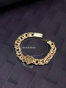 1 pezzo Braccialetto da uomo e donna placcato oro 14K con simbolo dell'infinito a forma di cuore, lunghezza 20,3 cm - Cuore - Visualizzare 2