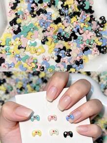 100pcs Cute 3D Gamepad Shaped Nail Art Decorations - Colorful Mini Joystick Nail Art Accessories DIY Manicure Supplies Nails - Multicolor - View 6