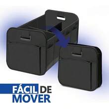 Organizador para Maletero de Auto, Plegable Organizador de Cajuela para auto con Asas Reforzadas, Gran Capacidad, Impermeable,últiples Compartimentos para todoterreno,coche,SUV (Negro) - Negro - Ver 3