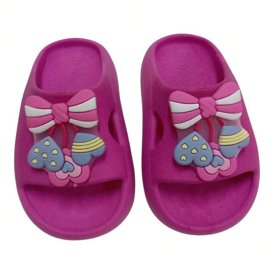 Chinelo Nuvem Laço Coração Menina Infantil Delicado - Pink - Visão 1