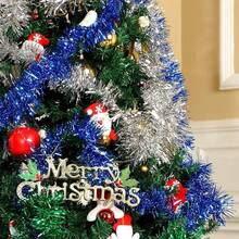 1/4 buc Coronițe de Crăciun din sârmă, Coronițe înfășurate în sârmă strălucitoare, Decorațiuni cu panglici, Agățători lungi strălucitoare pentru brad de Crăciun, Petreceri, Sărbători, Nunți, Zile de naștere, Balustrade de perete pentru brad (Din cauza fixării manuale, este posibil să existe o ușoară desprindere în timpul utilizării)