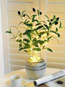 1 LED Olive Branch Fairy Light, A Battery-Powered Decorative Lamp, Suitable For Home, Wedding, Party, Christmas - Not Waterproof, Made Of PP And Plastic Materials, Ideal For Table And Cabinet Decoration (Battery Not Included)
