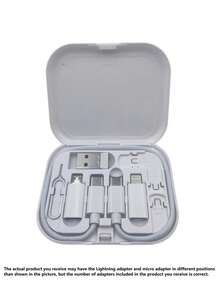 FCV 多功能USB充电适配器60W线缆套装，USB-C转Lightning适配器盒，转换套件（USB-A和Type-C转Micro/Type-C/Lightning公头），数据传输，存储卡，取卡针，手机支架 - 彩色 - 查看 14